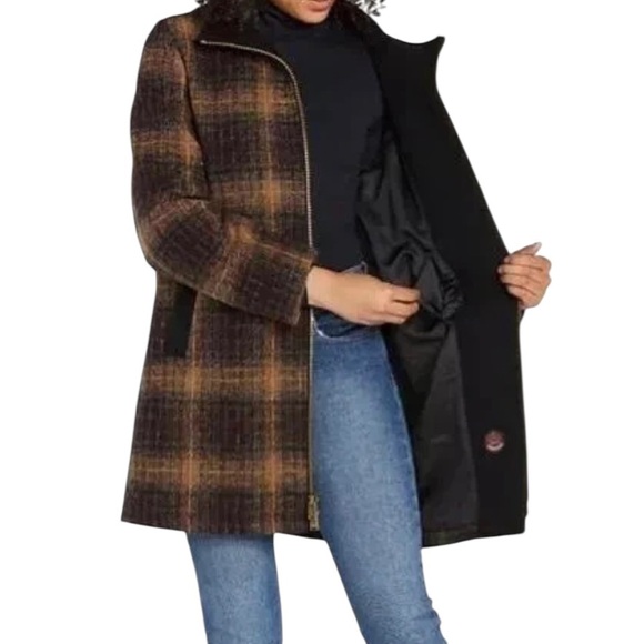 Pendleton | Women’s Maroon Plaid Wool-Blend Super Cozy Walker Coat ~ Size Large - Picture 2 of 14